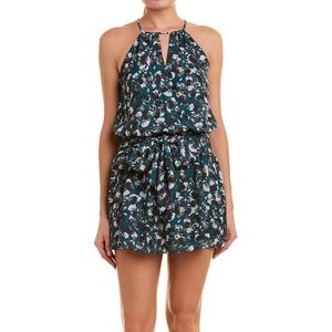 Parker Teal Floral Halter Mini Dress